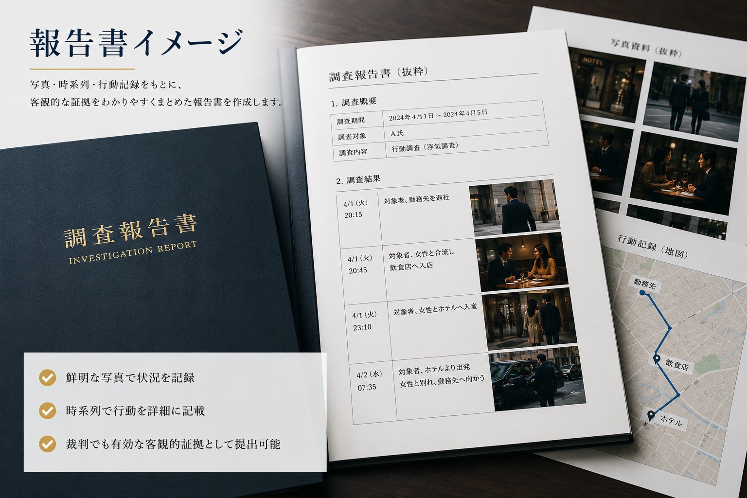 調査報告書サンプル・証拠整理のイメージ