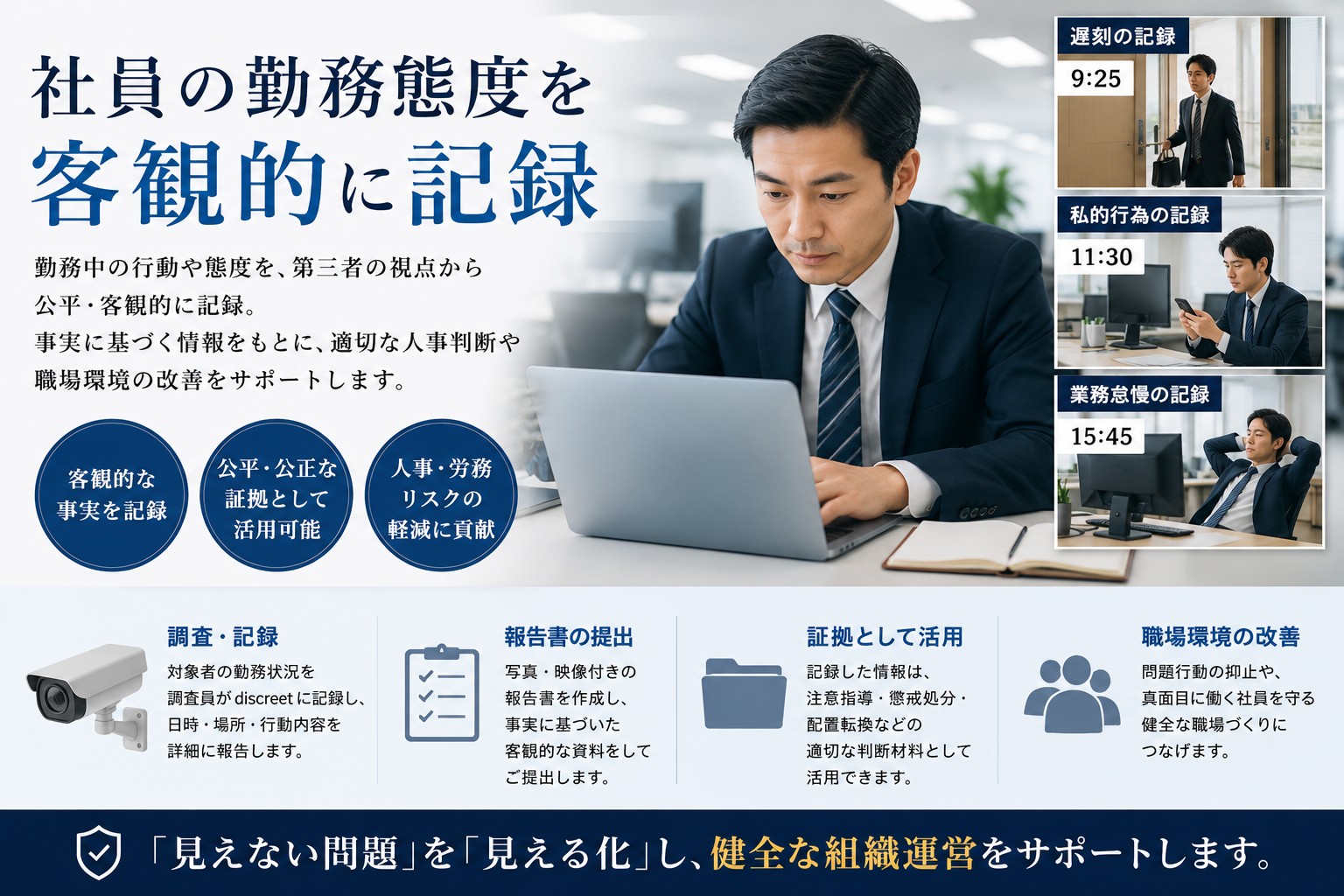 社員の勤務態度を客観的に記録